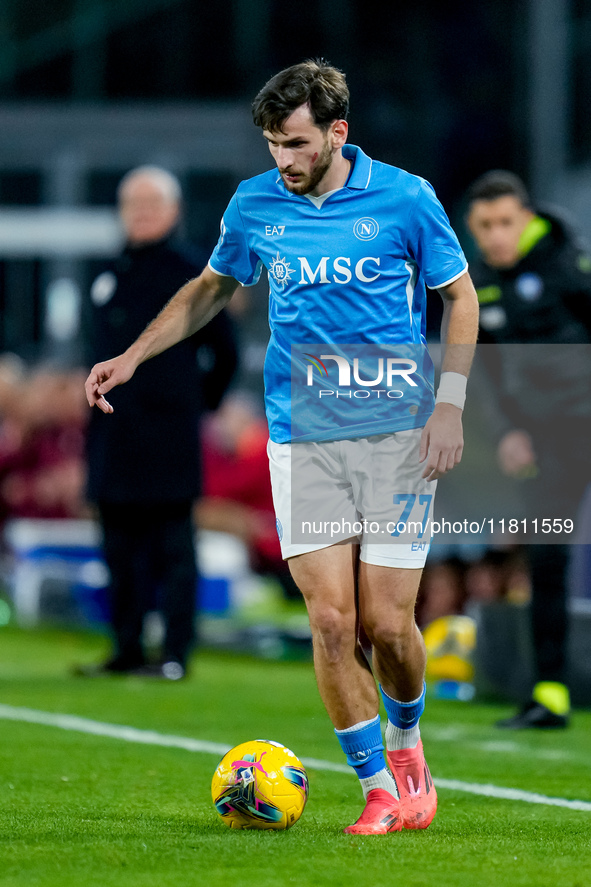 Khvicha Kvaratskhelia of SSC Napoli during the serie Serie A Enilive match between SSC Napoli and AS Roma at Stadio Diego Armando Maradona o...