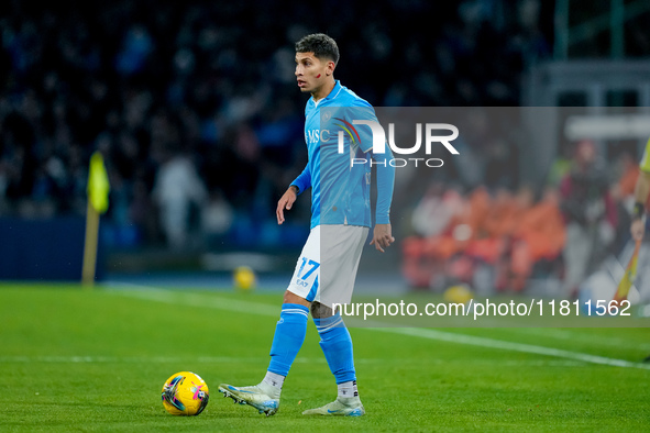 Mathias Olivera of SSC Napoli during the serie Serie A Enilive match between SSC Napoli and AS Roma at Stadio Diego Armando Maradona on Nove...