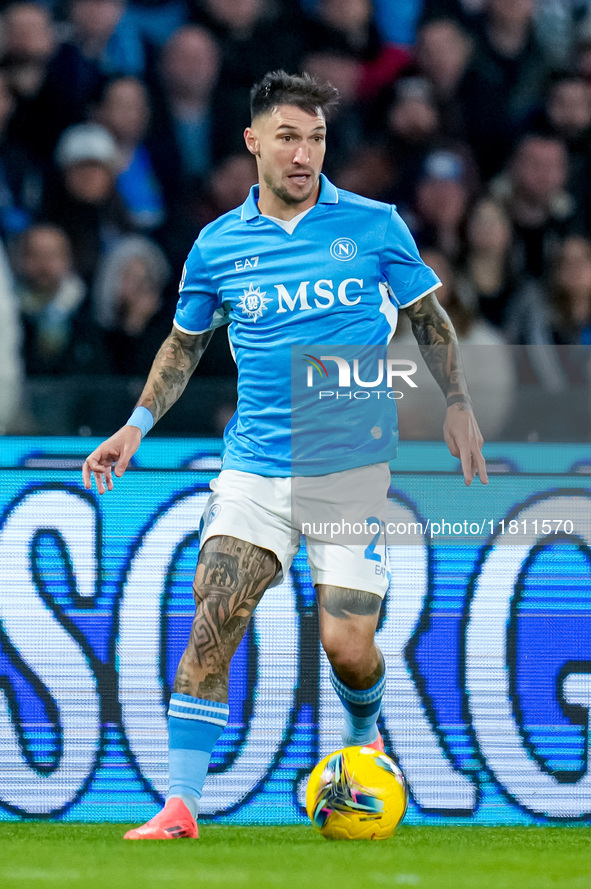 Matteo Politano of SSC Napoli during the serie Serie A Enilive match between SSC Napoli and AS Roma at Stadio Diego Armando Maradona on Nove...