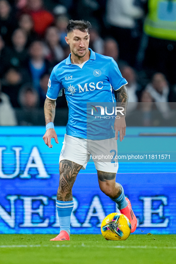 Matteo Politano of SSC Napoli during the serie Serie A Enilive match between SSC Napoli and AS Roma at Stadio Diego Armando Maradona on Nove...