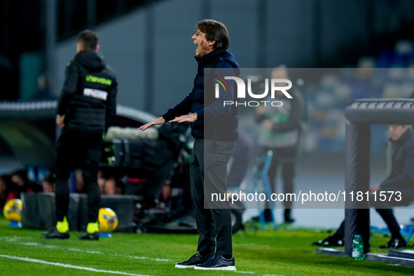 Antonio Conte Head Coach of SSC Napoli looks on during the serie Serie A Enilive match between SSC Napoli and AS Roma at Stadio Diego Armand...