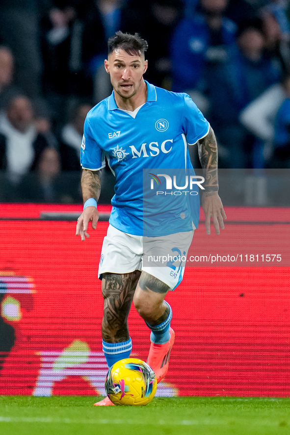 Matteo Politano of SSC Napoli during the serie Serie A Enilive match between SSC Napoli and AS Roma at Stadio Diego Armando Maradona on Nove...