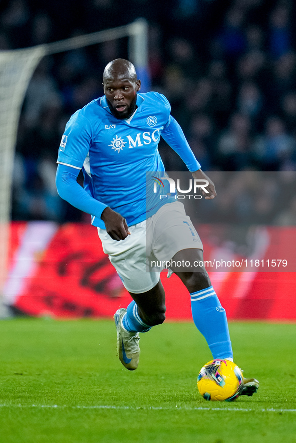 Romelu Lukaku of SSC Napoli during the serie Serie A Enilive match between SSC Napoli and AS Roma at Stadio Diego Armando Maradona on Novemb...