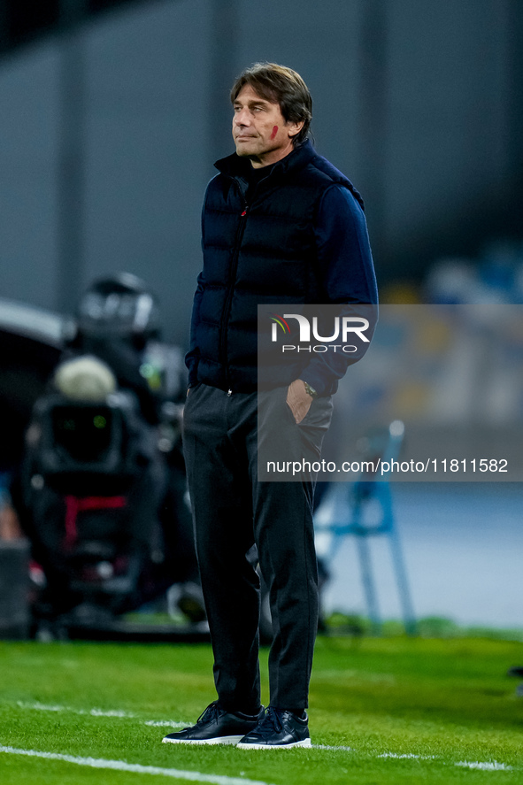 Antonio Conte Head Coach of SSC Napoli looks on during the serie Serie A Enilive match between SSC Napoli and AS Roma at Stadio Diego Armand...