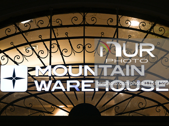 KRAKOW, POLAND - NOVEMBER 21:   
The Mountain Warehouse logo displayed on a store facade, on November 21, 2024 in Krakow, Poland. (