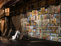 KRAKOW, POLAND - NOVEMBER 21:   
An open-air art gallery near Florianska Gate in Krakow's Old Town, showcasing paintings by local artists di...