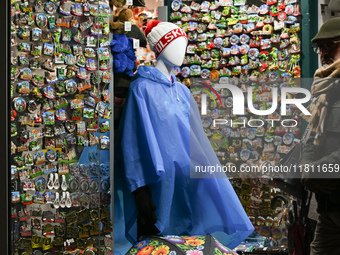 KRAKOW, POLAND - NOVEMBER 21:   
A shop offering souvenirs from Krakow and Poland, seen in Krakow's Old Town, on November 21, 2024 in Krakow...