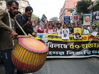 An unemployed primary teacher takes out a rally in Kolkata, India, on November 26, 2024, and blocks the arterial Dorina crossing in the hear...