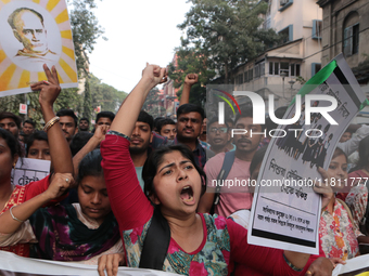 An unemployed primary teacher takes out a rally in Kolkata, India, on November 26, 2024, and blocks the arterial Dorina crossing in the hear...