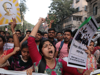 An unemployed primary teacher takes out a rally in Kolkata, India, on November 26, 2024, and blocks the arterial Dorina crossing in the hear...