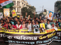 An unemployed primary teacher takes out a rally in Kolkata, India, on November 26, 2024, and blocks the arterial Dorina crossing in the hear...