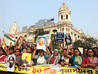 An unemployed primary teacher takes out a rally in Kolkata, India, on November 26, 2024, and blocks the arterial Dorina crossing in the hear...