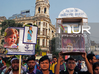 An unemployed primary teacher takes out a rally in Kolkata, India, on November 26, 2024, and blocks the arterial Dorina crossing in the hear...