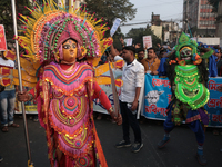 An unemployed primary teacher takes out a rally in Kolkata, India, on November 26, 2024, and blocks the arterial Dorina crossing in the hear...