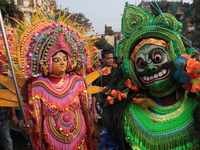 An unemployed primary teacher takes out a rally in Kolkata, India, on November 26, 2024, and blocks the arterial Dorina crossing in the hear...