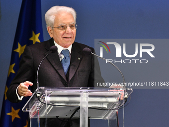 Sergio Mattarella, President of the Italian Republic, attends the 30th anniversary of the flood that hit Alessandria and the neighboring mun...