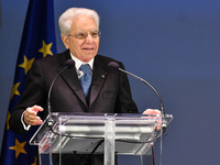 Sergio Mattarella, President of the Italian Republic, attends the 30th anniversary of the flood that hit Alessandria and the neighboring mun...