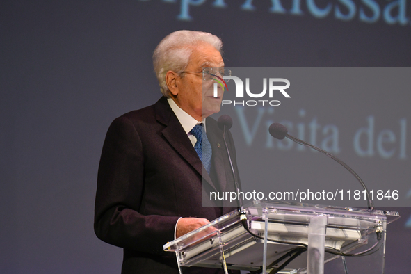 Sergio Mattarella, President of the Italian Republic, attends the 30th anniversary of the flood that hit Alessandria and the neighboring mun...