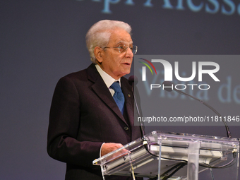 Sergio Mattarella, President of the Italian Republic, attends the 30th anniversary of the flood that hit Alessandria and the neighboring mun...