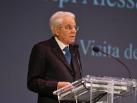 Sergio Mattarella, President of the Italian Republic, attends the 30th anniversary of the flood that hit Alessandria and the neighboring mun...