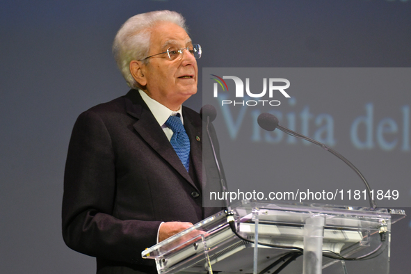 Sergio Mattarella, President of the Italian Republic, attends the 30th anniversary of the flood that hit Alessandria and the neighboring mun...