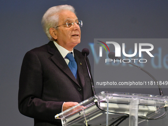 Sergio Mattarella, President of the Italian Republic, attends the 30th anniversary of the flood that hit Alessandria and the neighboring mun...