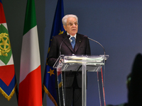 Sergio Mattarella, President of the Italian Republic, attends the 30th anniversary of the flood that hit Alessandria and the neighboring mun...