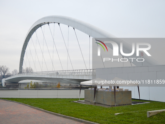 The monument under the Meyer Bridge in Alessandria, Italy, is inaugurated by the President of the Republic, Sergio Mattarella, for the 30th...