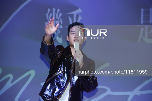 Singer Eric attends a press conference to release his new album in Taipei, Taiwan province, China, on November 26, 2024. 