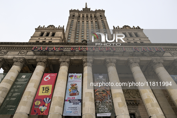 WARSAW, POLAND - NOVEMBER 19:   
The Palace of Culture and Science in Warsaw on a cold November day, on November 19, 2024 in Warsaw, Poland....