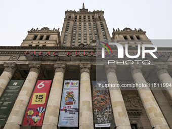 WARSAW, POLAND - NOVEMBER 19:   
The Palace of Culture and Science in Warsaw on a cold November day, on November 19, 2024 in Warsaw, Poland....