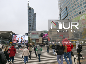 WARSAW, POLAND - NOVEMBER 19:   
A busy road crossing near the Zlote Tarasy commercial center in Warsaw, on November 19, 2024 in Warsaw, Pol...