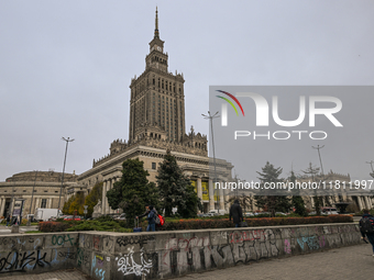 WARSAW, POLAND - NOVEMBER 19:   
The Palace of Culture and Science in Warsaw on a cold November day, on November 19, 2024 in Warsaw, Poland....