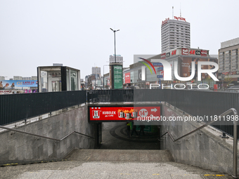 WARSAW, POLAND - NOVEMBER 19:   
An underground passage in central Warsaw with a KFC advertisement displayed on the wall, on November 19, 20...