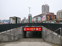 WARSAW, POLAND - NOVEMBER 19:   
An underground passage in central Warsaw with a KFC advertisement displayed on the wall, on November 19, 20...