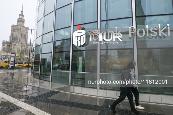 WARSAW, POLAND - NOVEMBER 19:   
The Bank Pekao logo displayed on the Rotunda building in Warsaw, on November 19, 2024 in Warsaw, Poland. 