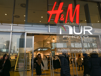 WARSAW, POLAND - NOVEMBER 19:   
The H&M logo displayed on the store in Warsaw, on November 19, 2024 in Warsaw, Poland. (