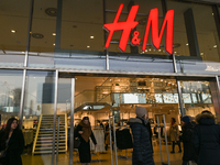 WARSAW, POLAND - NOVEMBER 19:   
The H&M logo displayed on the store in Warsaw, on November 19, 2024 in Warsaw, Poland. (