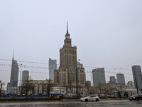 WARSAW, POLAND - NOVEMBER 19:   
The Palace of Culture and Science in Warsaw on a cold November day, on November 19, 2024 in Warsaw, Poland....