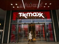 WARSAW, POLAND - NOVEMBER 19:   
The TK Maxx logo displayed at the store entrance in Warsaw, on November 19, 2024 in Warsaw, Poland. (