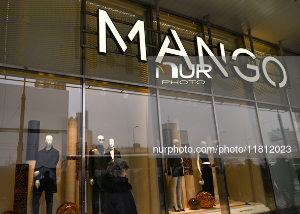 WARSAW, POLAND - NOVEMBER 19:   
The Mango logo displayed at the entrance to a retail store, on November 19, 2024 in Warsaw, Poland. 