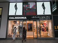 WARSAW, POLAND - NOVEMBER 19:   
The Calzedonia and Intimissimi logos displayed at the entrance to a retail store, on November 19, 2024 in W...