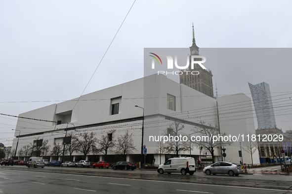 WARSAW, POLAND - NOVEMBER 19:   
A view of the Museum of Modern Art in front of the Palace of Culture and Science, on November 19, 2024 in W...