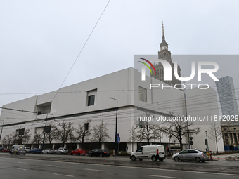 WARSAW, POLAND - NOVEMBER 19:   
A view of the Museum of Modern Art in front of the Palace of Culture and Science, on November 19, 2024 in W...