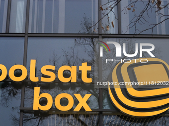 WARSAW, POLAND - NOVEMBER 19:   
he Polsat box logo displayed on building facade, on November 19, 2024 in Warsaw, Poland. (