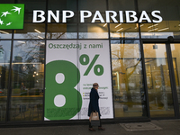 WARSAW, POLAND - NOVEMBER 19:   
The BNP Parisbas logo displayed at the entrance to a bank office, on November 19, 2024 in Warsaw, Poland. (