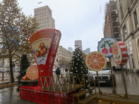 WARSAW, POLAND - NOVEMBER 19:   
Christmas decorations being set up in the streets of central Warsaw in preparation for the holiday season,...