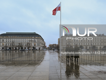 WARSAW, POLAND - NOVEMBER 19:   
The Changing of the Guard at the Tomb of the Unknown Soldier, on November 19, 2024 in Warsaw, Poland. (