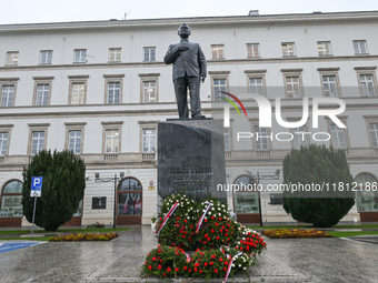 WARSAW, POLAND - NOVEMBER 19:   
The Monument to Polish President Lech Kaczynski in Warsaw, on November 19, 2024 in Warsaw, Poland. (