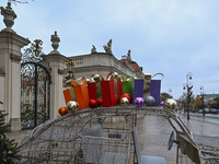 WARSAW, POLAND - NOVEMBER 19:   
Christmas decorations being set up in the streets of central Warsaw in preparation for the holiday season,...